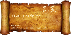 Dunai Balázs névjegykártya