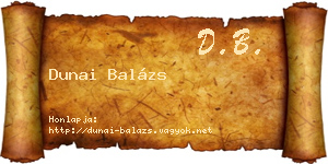 Dunai Balázs névjegykártya